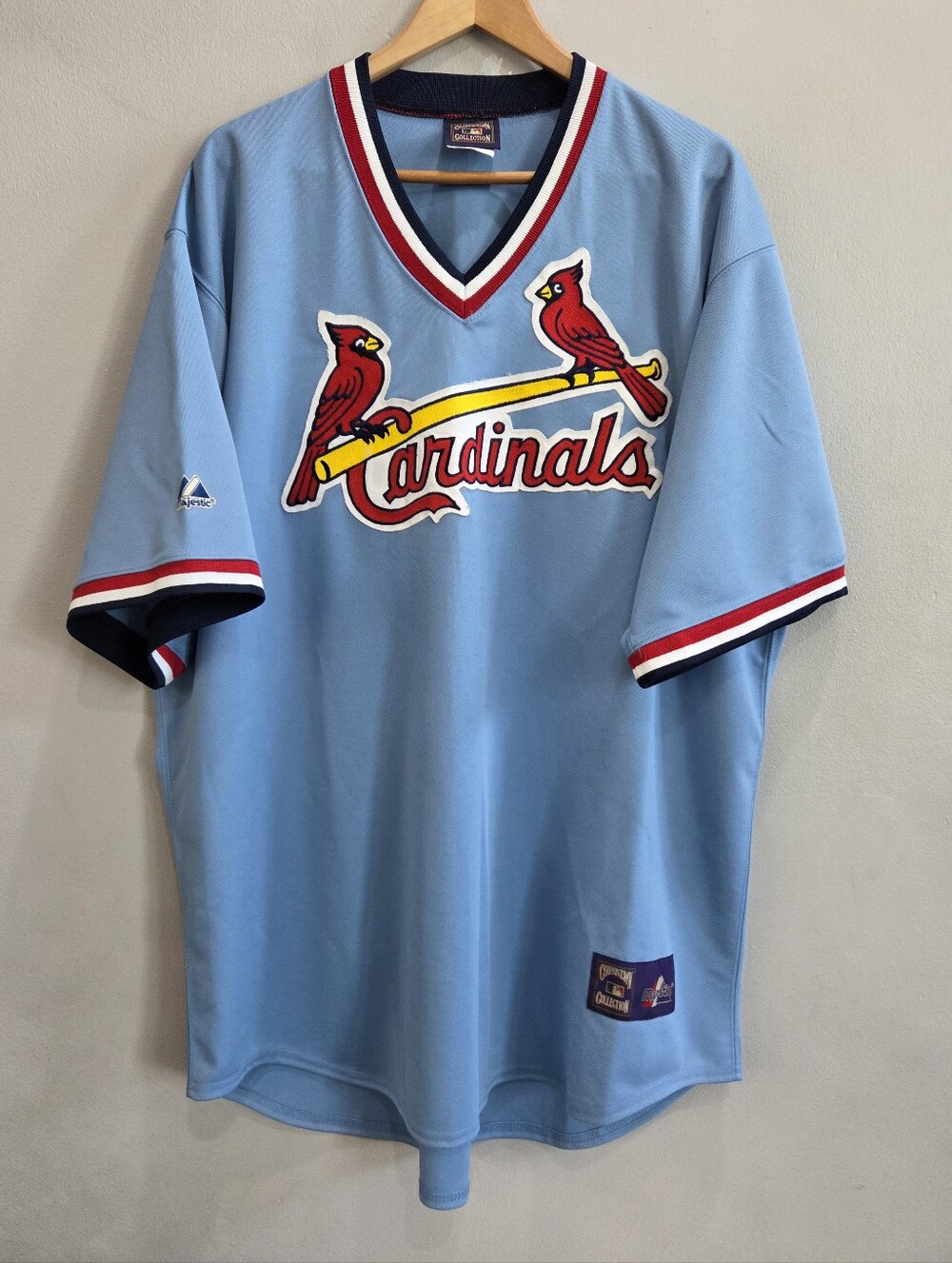 Majestic Cooperstown Collections St Louis Cardinals Blue Button Jersey Men's XXL